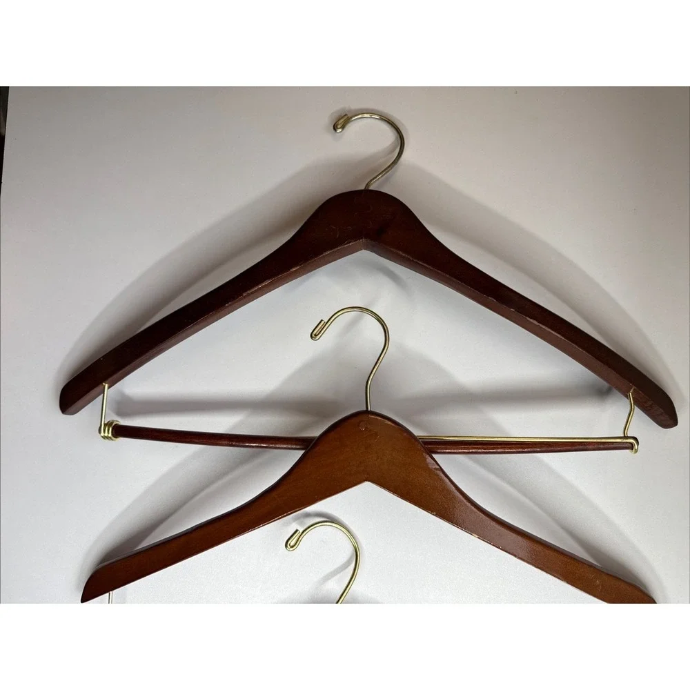 Lot of 3 VTG Macy's Wooden Hangers Brown for Pants Suit Jacket Suits Shirt Coat